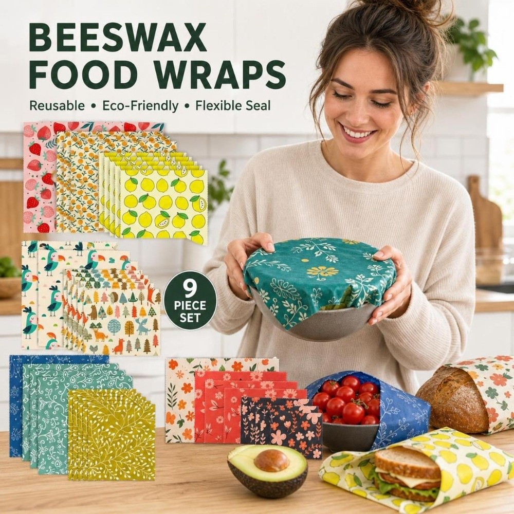 Beeswax Food Cover - 9 قطع من أغطية الطعام المصنوعة