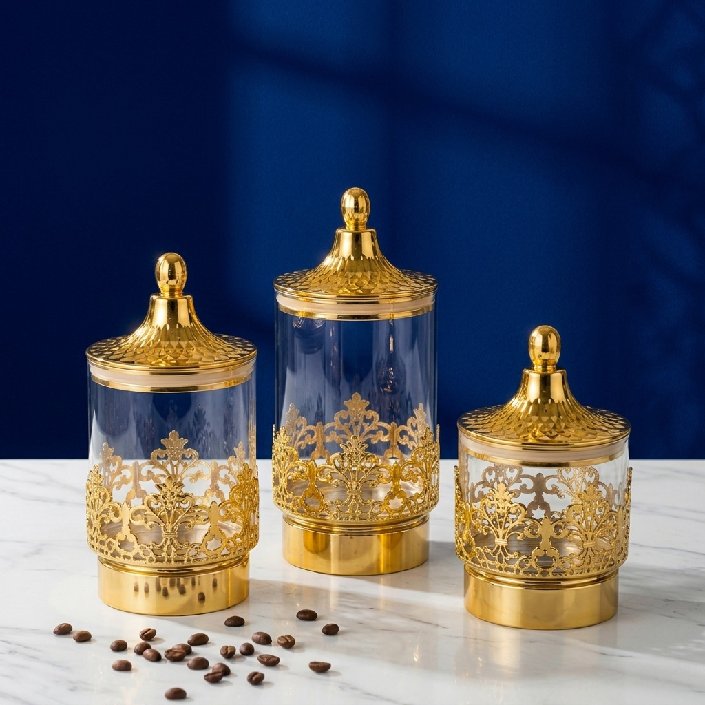 Sustainable Living Products - علب تخزين شفافة مطلية بالذهب على